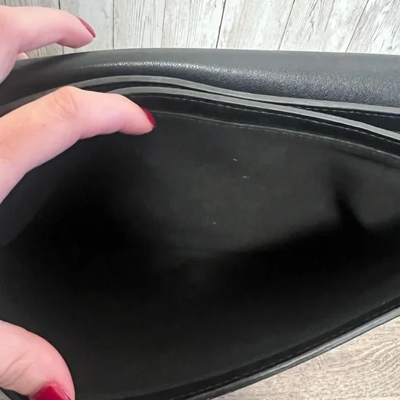 All Saints Ondine Black Leather Shoulder Bag Preppy Moto Classic Chic - Picture 3 of 10